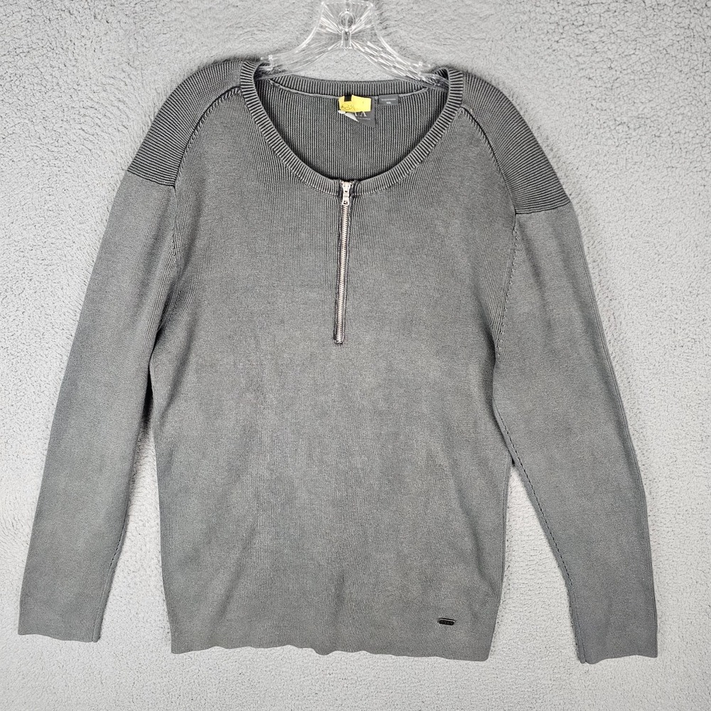 Armani Exchange Sweater Men 2XL Ribbed Knit Stretch Long Sleeve 1/4 Zip Pullover